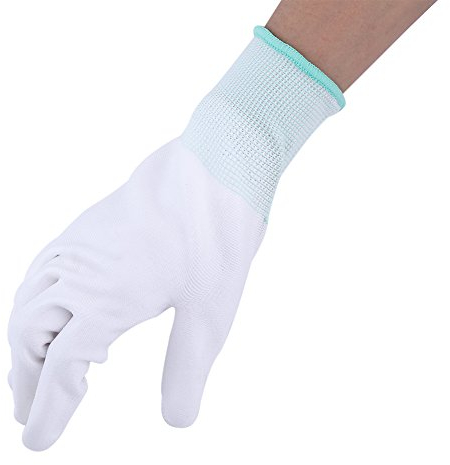 Walfront 1 Paar Anti-Statik Gleitschutz Handschuh PU Beschichtet Palm Anti-Rutsch Wearable für PC Computer Telefon Reparatur Sicherheit Arbeiten(M（Grün）)