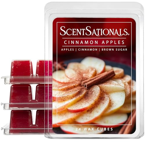 ScentSationals Cinnamon Apples Scented Wax Melts - Apple, Cinnamon, & Brown Sugar, 10oz (24 Cubes)