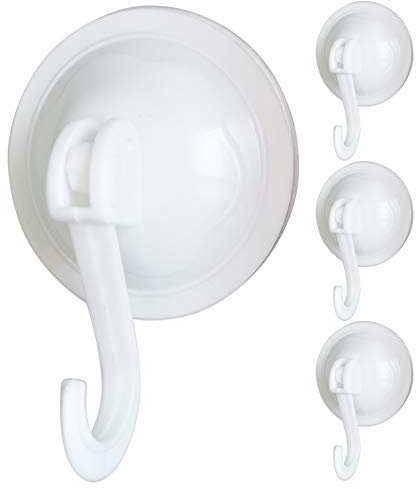 FZGUSYAF Fuerte Ganchos de Ventosa Vacío Perchas de Succión Removible Reutilizable sin Agujeros y Pegamento para Baño Cocina Oficina se Adapta a Superficie Plana Lisa - 4 Piezas