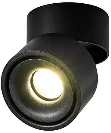 Dr.lazy Indoor 10W LED Spotlight 360°Adjustable Ceiling Spots Downlight/Surface Mounted COB Lighting LED/10X10CM/Aluminum Wall Lamp or Spot Light (Black-4000K)