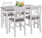 Mendler Esszimmer-Set HWC-F77, Sitzgruppe Esszimmergruppe, Massiv-Holz Landhaus 110cm - weiß-grau