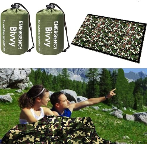HONYAO Sacco a Pelo d'Emergenza, Coperta di Sopravvivenza Riutilizzabile, Coperta di Isolamento Termico di Primo Soccorso per Outdoor Campeggio Trekking Viaggiare - Versione Ingrandita