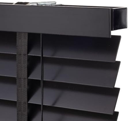 Holz Jalousie 50mm - Schwarz - 105 cm x 175 cm - Fenster und Tür Jalousie - Holz-Jalousie