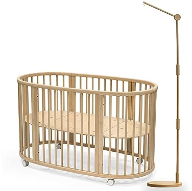 Lanttoe Golvstående babymobil hållare pro för babysäng barnsäng 100 % bok-rörlig mobil hållare skötbord lekhage vagga förhindra design 15 cm förbättrad tjock träplatta