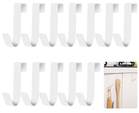Vyuwast 12 Stück Türhaken zum Einhängen,Kleiderhaken Tür Türhaken Weiß aus Edelstahl Tür Haken zum Einhängen für Küche,Badezimmer, Türgarderobe
