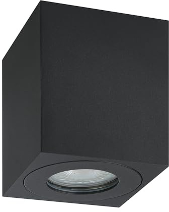 EGLO Torrecola Lámpara de techo para exteriores, lámpara de techo exterior, lámpara de techo para uso exterior de aluminio negro, foco de techo con casquillo GU10, IP44, 8 x 8 cm