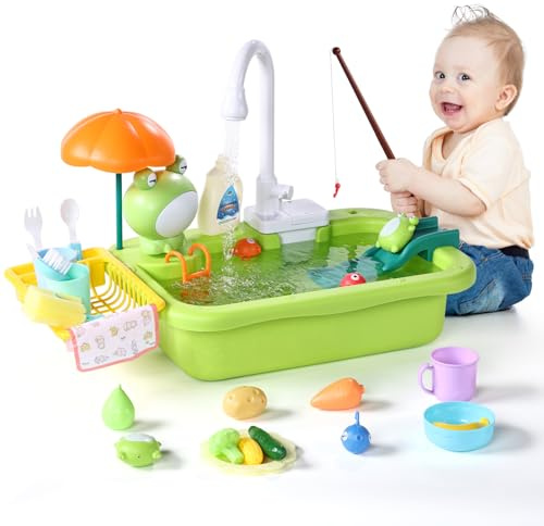 Lavliy 3-8 Year Old Boy Gifts Play Sink with Running Water Play Table Mud Kitchen Role Play Toys for 3-8 Year Old Girls Gifts Play Kitchen Boys Toys Age 3-8 Toy Kitchen Toddler Kitchen Toy Sink