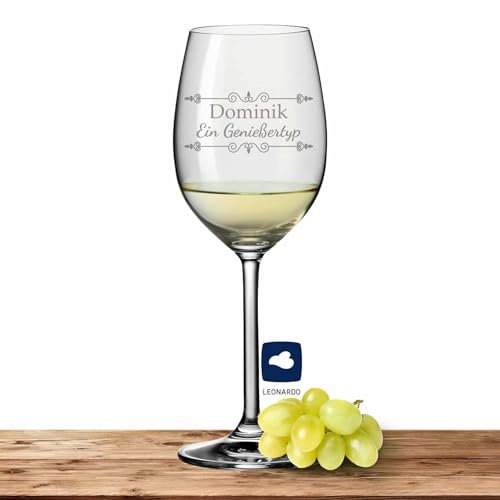 Leonardo Weißweinglas DAILY 370ml mit Namen oder Wunschtext graviert personalisiertes Premium Weißweinglas in Gastroqualität (Verzierung 01) Genießerin