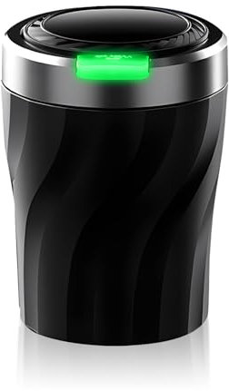 behone Aschenbecher Auto,Aschenbecher mit deckel,Auto aschenbecher mit deckel,Reiseaschenbecher,Tragbarer Edelstahl Aschenbecher mit LED Licht,für Autos Van Outdoors Camping (flammhemmend)