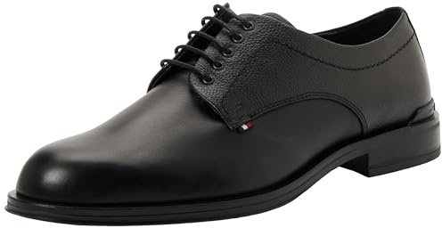 Tommy Hilfiger Uomo Scarpa Derby Corporate in Pelle, Nero (Black), 41