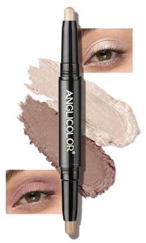 Anglicolor Lidschatten Stift 2 Farbig,Wasserfester lidschatten Glitzer Und Matter,Langanhaltend,Make-up Für Faltenfreie Augen (01 Pearl shimmer/putty matte)