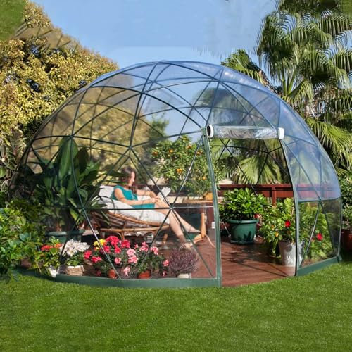 KYZTMHC Tente de Jardin 12 x 7,2 Pieds, Tente à Bulles, Tente en TPU Transparente, Tente de Camping avec 2 guirlandes Lumineuses de 10 m, pour Camping, terrasse, Salle à Manger, fête