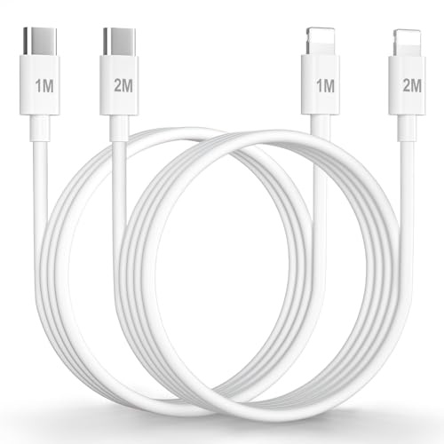 Cable USB C a Lightning 1M+2M [Certificado Apple MFi], Cable iPhone USB C Cable iphone Carga Rapida Tipo C cable Cargador iphone charger cable para iPhone 14 13 12 11 Pro Max/Mini/XS/XR/8/SE, iPad