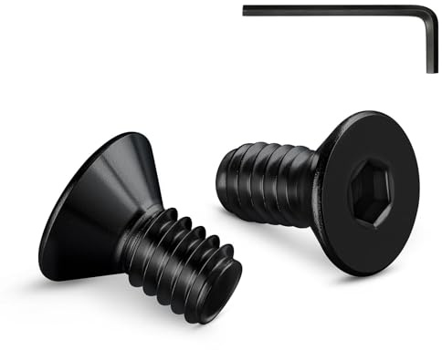 Wavanta 20Pcs M3 Bolts, M3 X 8mm Black Countersunk Bolts Screws | Flat Head Hex Socket Cap Screws, 304 Stainless Steel, Full Thread, with Hex Spanner