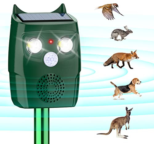 Spaventa gatti giardino spaventapi gatti a ultrasuoni con sensore a infrarossi, suono di allarme, luce lampeggiante, 5 modalità ultrasoniche, repellente per animali domestici, spaventatore per cani