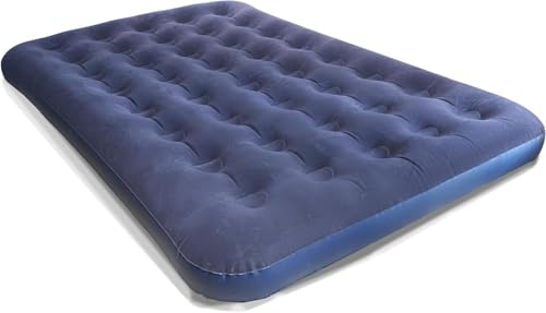 PRADICHI Double Size Air Bed – Inflatable Air Mattress with Flocked Surface | Quick Inflation & Deflation | Indoor & Outdoor Camping Airbed, Blue (Double)