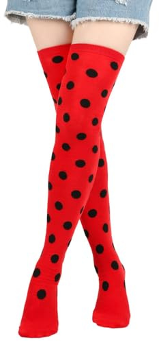 Women's Girls' Thick Hold Up Over-Knee Stockings Tights, Thigh High Socks, Halloween Xmas, Fits up to UK Size 5