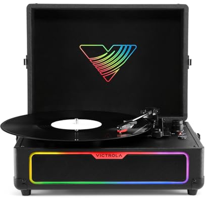 Victrola Journey Glow - Lightshow Bluetooth Suitcase Record Player - Black