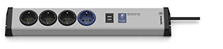 EHMANN 0216x0a048301 Master/Slave PRO Steckdosenleiste, 4-Fach (1 Master, 3 Slaves), 1x USB-Slave, 1,5 m Zuleitung