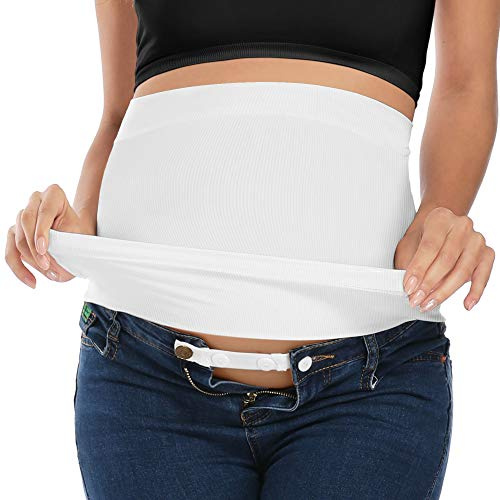 Yeshape Belly Bands for Pregnant Women Maternity Band for Pants Postpartum Belly Band Pregnancy Band for Jeans, White, 3