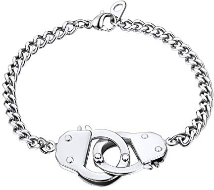 Stainless Steel Customized Bracelets for Women Handcuff Bracelet Partners in Crime Infinity 7.5inch Cuban Link Chain Friendship Best Friends Bracelets Statement Bangles for Men