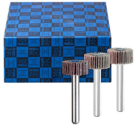 PFERD 44498001 Fan Grinder Set F, 3-Piece Corundum Diameter 20 x 10 mm Shaft Diameter 6 mm A60, 80, 120 | for Fine Grinding & Finish, 20 x 10 mm