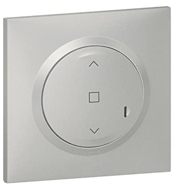Legrand Wireless central control for up to 20 shutters and blinds Dooxie with Netatmo complete (adhesive mount, holder, hub cap graphite, plate) – aluminium – 199255