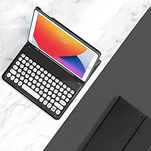 Galaxy Tab S8 Plus/S7 FE /S7 Plus Keyboard Case with S Pen Holder, Magnetic Detachable Wireless Round Keys Keyboard Case for Galaxy Tab S8+/S7 FE/S7+ 12.4 Inch (Black)