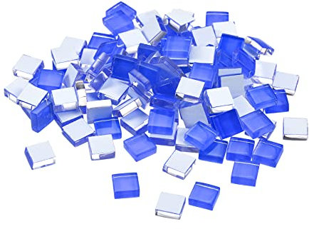 sourcing map Mosaico Azulejos, Micro Vidrio Pequeño Mini Mosaico Azulejo DIY Hobbies Hecho a Mano Cristal Libre Piedra Artesanía Material Creatividad Azul Paquete de 110