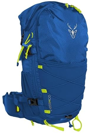DEERNCO Swift Wanderrucksack 26L | Rolltop Rucksack, Tagesrucksack zum Wandern für Damen/Herren - Slim Trekkingrucksack, Reiserucksack mit abnehmbarem Rahmen und Hüftgurt (Blau)