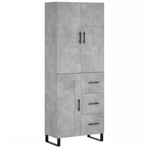 vidaXL Highboard, Sideboard mit viel Stauraum, Kommode Schrank für Wohnzimmer, Anrichte Beistellschrank Metallbeine, Modern, Betongrau Holzwerkstoff