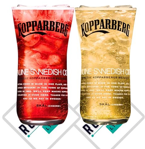 Roxley X2 Kopparberg Pint-Gläser, Apfelweinglas, mit 2 Marken-Bierdeckeln