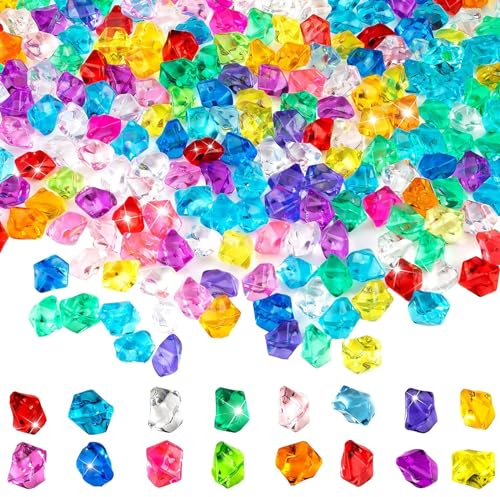 MOGADEE® Edelsteine für Kinder 300 Stück, Diamanten Kinder, Acryl Dekosteine Bunte, Diamanten Deko, Bunt Kunststoff Edelsteine für Hochzeit, Party, Vasenfülle, Kunsthandwerke Deko