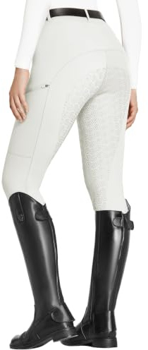 FitsT4 Sports Leggings d'équitation pour Femmes Pantalon d'équitation pour Filles Entièrement recouvert de Silicone avec Poche pour téléphone Portable et Passants de Ceinture