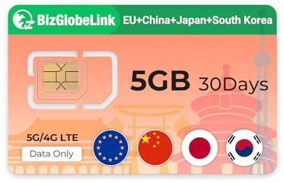 EIOTCLUB Carta SIM Prepagata per Viaggi Carta SIM Internazionale Supporta l'uso in Cina, Giappone, Corea, Solo Dati, Velocità 5G, Ricaricabile, Perfetto per Telefoni, Router e Tablet