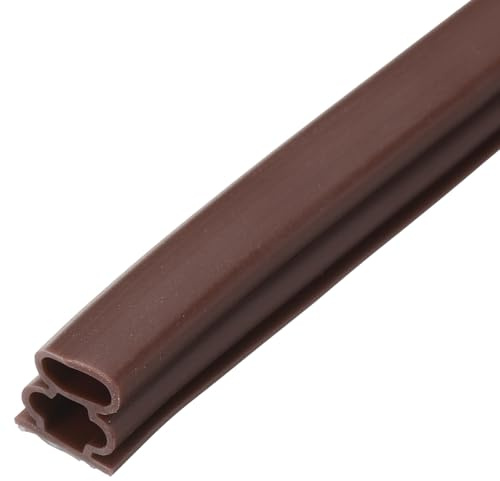 HARFINGTON Rubber Weather Stripping Door Seal Strips, 20 Feet D-Shaped Draught Excluder for Door Window Frame, Self Adhesive Waterproof Weather Sealing Strip for 0.35 to 0.45 Gap, Brown