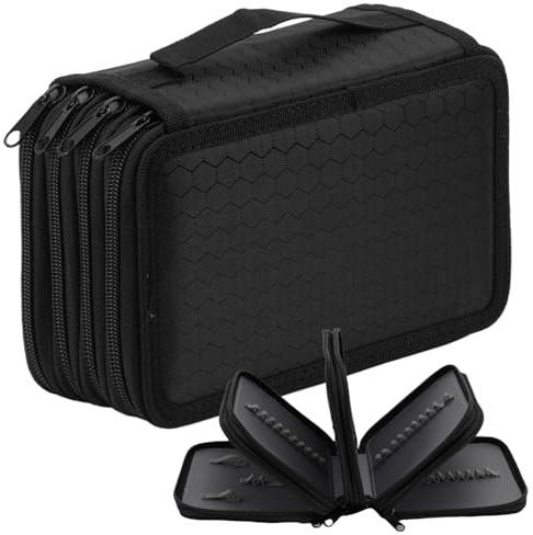 Estuche para Lápices de Dibujo con 72 Ranuras, Estuche de Lápices Oxford de Gran Capacidad de Cuatro Capas, Bolso Organizador de Bolígrafos de Colores con Cremallera para Estudiantes Artista (negro)