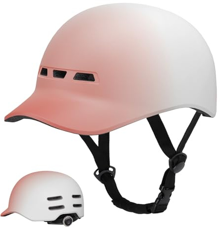 KINGLEAD Urban Commuter Fahrradhelm, eleganter Fahrradhelm für Damen und Herren, für Radfahren, Trekking, Stadt, Roller, verstellbar, 57-62 cm (Weiß Rosa)