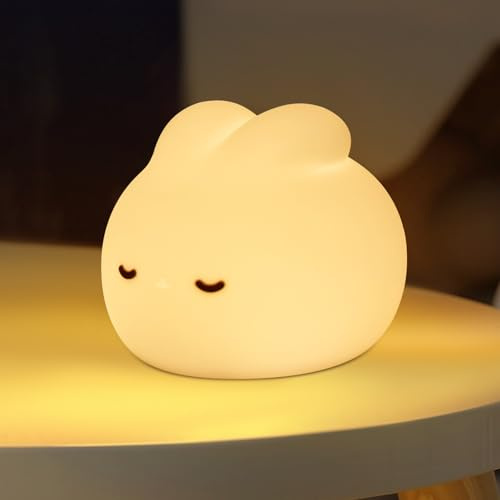 beek Nachtlicht Baby Silikon, Stilllicht Kaninchen Touch LED Warmweiß Lampe Dimmbar und Zeitschaltuhr Nachttischlampe Kinder, Geschenke für Kinderzimmer Mädchen Junge