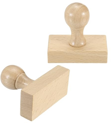 PATIKIL Timbro in legno rotondo 60x30mm con manico, 2 pezzi di supporti per timbri in legno di faggio per creare fai da te, scrapbooking, diari, colore legno