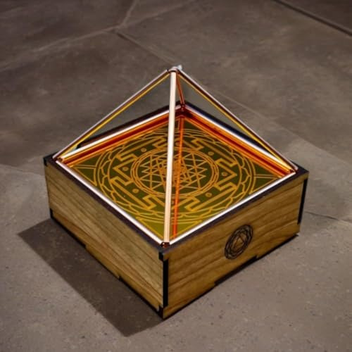 SUNUCO Piramide in rame per meditazione, realizzata a mano con scritta Sri Yantra, guarigione Reiki e Vastu Shastra, piramide meditazione, guarigione gemma