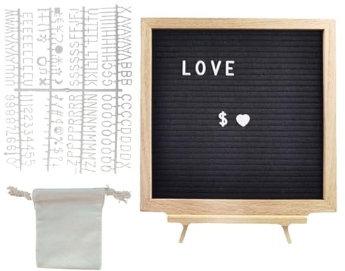 Tablero de Letras de Fieltro,Pizarra de Fieltro con Base de Madera para Mesa - Letrero Decorativo Intercambiable Para Escuela Hospital Restaurante Cafetería Negocios Barbería Navidad Halloween