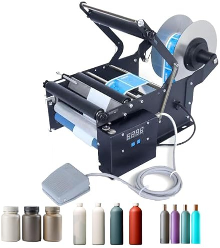 Etiketteringsmaskin För Flaskor, Automatisk Etiketteringsmaskin För Runda Flaskor, Kodningsmaskin För Etikettmärkning Av Runda Flaskor, 20-40 St/Min, För Kosmetika, 220v