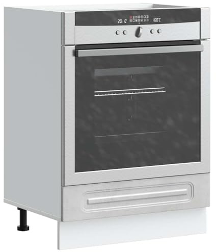 Zeehear Kalmar Armoire de cuisine en bois gris béton 60 x 46 x 81,5 cm avec pieds réglables pour four, micro-ondes, design peu encombrant, facile d'entretien