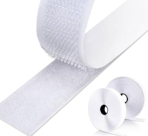 MARARDI Nastro Adesivo Bianco Doppia Faccia Forte [1 Metro x 50mm] Ganci e Asole | Strisce Autoadesive Tagliabili Resistenti per Fissaggio Casa Ufficio | Sistema Riutilizzabile Durevole Sostitutivo