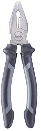 kwb Kombizange in 200 mm, mit 2-Komponentengriff mit Handschutz, langlebig, aus CV-Stahl, Satin-Finish, mit gehärteten Schneiden, Greifzone, entspricht DIN ISO 5748