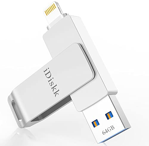 iDiskk Clé USB 64 Go certifiée MFi pour iPhone, clé USB Lightning, Stockage Externe iPhone pour iPad/iOS/Mac/Ordinateur
