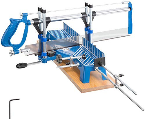 TecTake Scie à onglet angle main | 11 angles préréglés | Profondeur de coupe réglable | Découpe précise | Longueur de lame : 550 mm