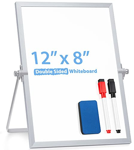 Small Desktop Whiteboard 30 X 20 cm, ARCOBIS Mini Magnetic Whiteboard with Stand A4 Portable Double Sided Dry Erase Board to Do List Easel for Drawing in School & Home & Office