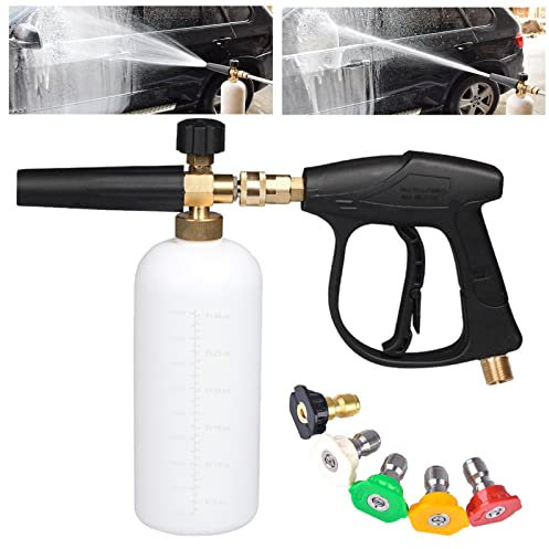 Laveuse à Haute Pression Pulvérisateur de Lavage à l'eau avec Mousse et Pistolet avec 5 Buses de pulvérisation pour Le Nettoyage du Jardin de la terrasse du Plancher de la Voiture